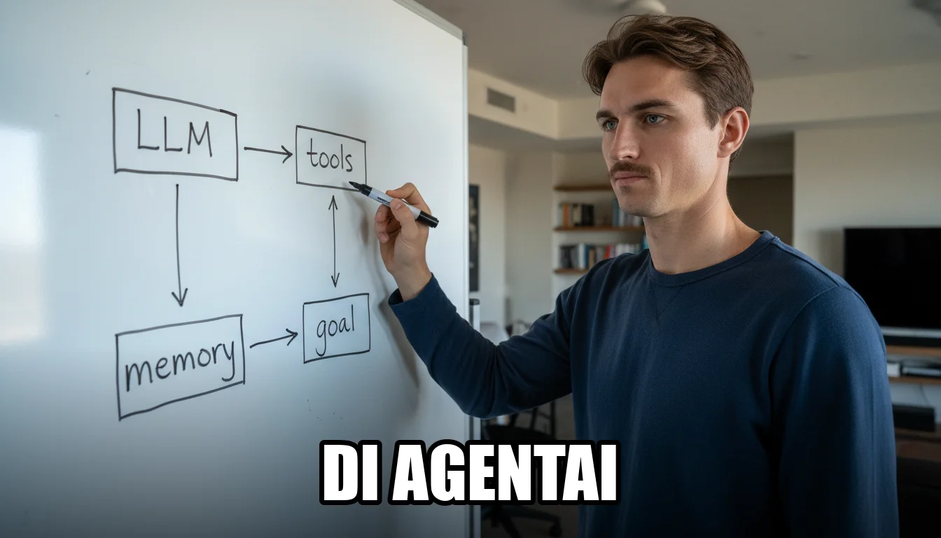 AI agentų komponentų diagrama - 4 esminiai statybiniai blokai